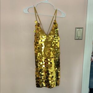 silence + noise Gold Sequin Mini Dress